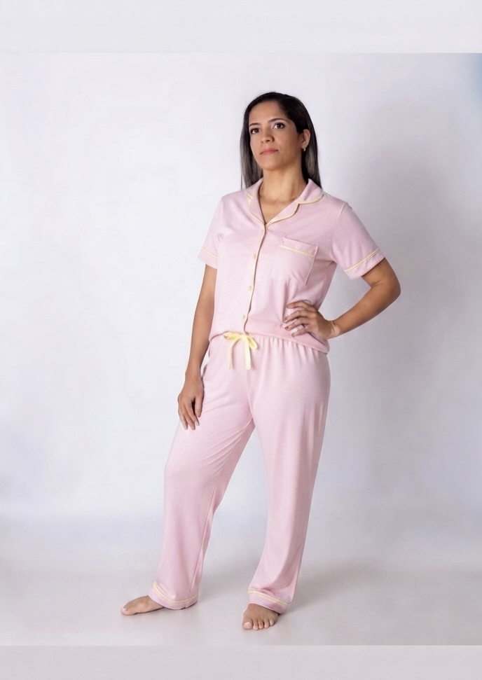 Pijama Feminino Adulto Americano Calça e Manga Curta - Imagem 2