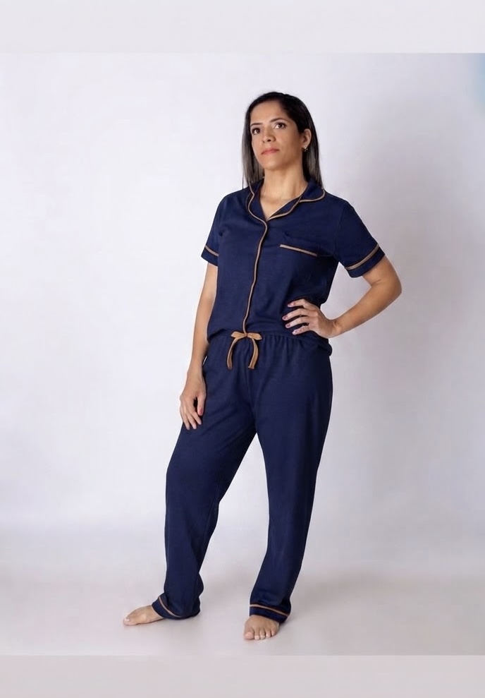 Pijama Feminino Adulto Americano Calça e Manga Curta - Imagem 7