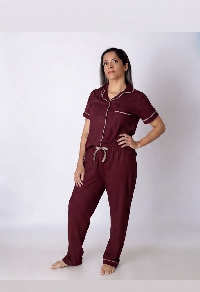 Pijama Feminino Adulto Americano Calça e Manga Curta - Imagem 6