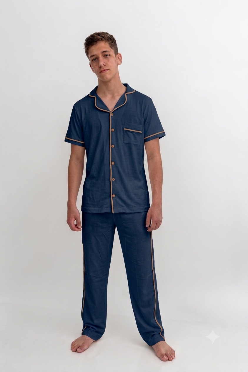 Pijama Masculino Americano Adulto Calça e mg Curta - Imagem 7